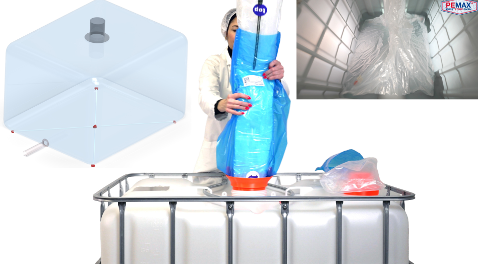 IBC mit Inliner Regenschirmprinzip LD-PE Inliner für Kunststoff IBC